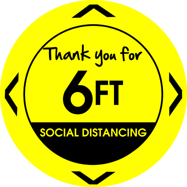 Shop Social Distancing Signage Pre-Printed - 17" Diameter